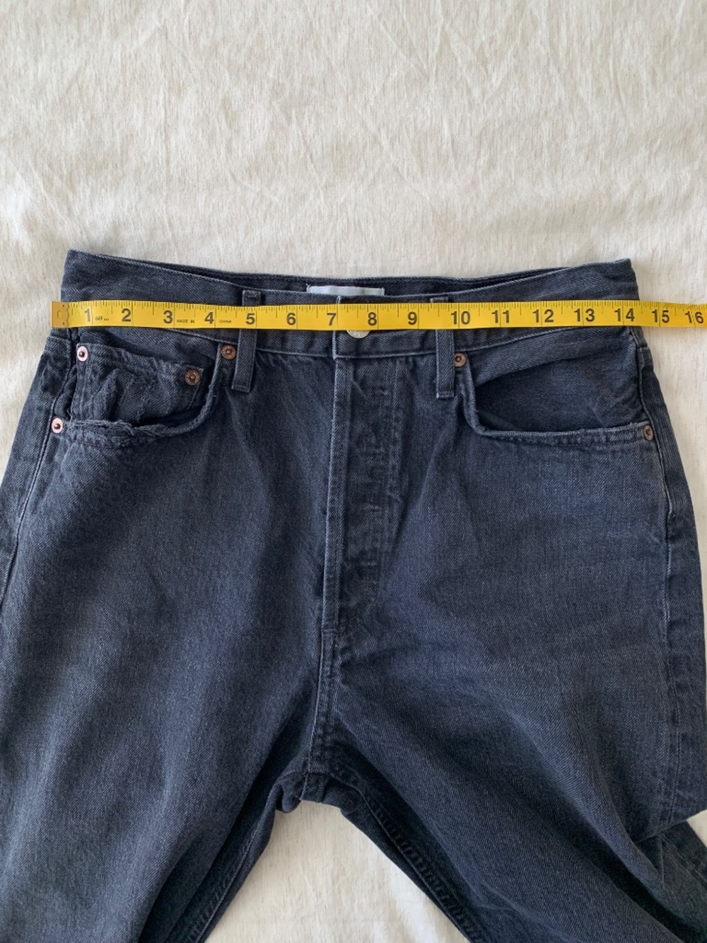 AGOLDE Jeans 90s Cropped Straight Leg Dark Gray Women's size 27 with 26" inseam - Picture 6 of 15